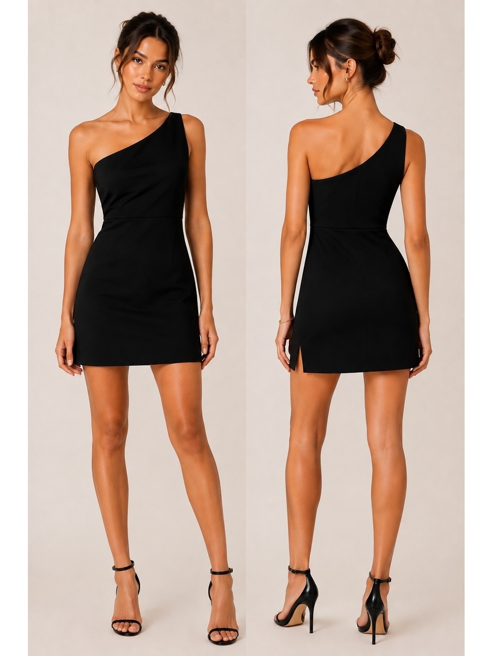 NWT BHLDN Anthropologie Women's size XS Emilia Black One Shoulder Mini Dress S